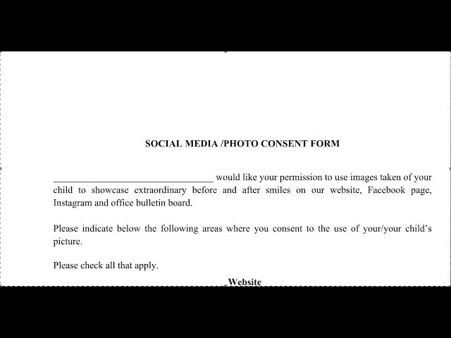 Social Media Release form For Dentists for Content Creation